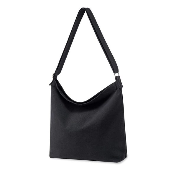 Large Black Canvas Crossbody Tote Handbag - Blank Desn o_o - Picture 1 of 9